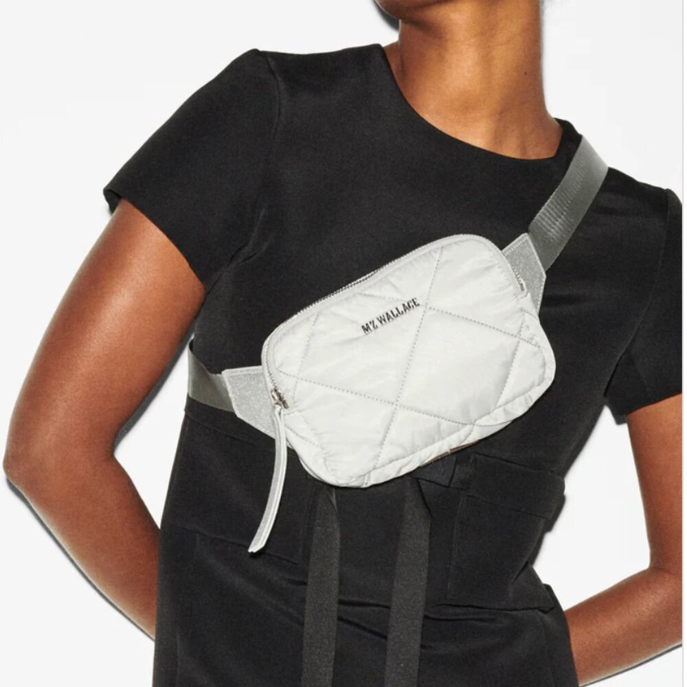 NWT MZ WALLACE Quilted Madison Belt Bag FROST